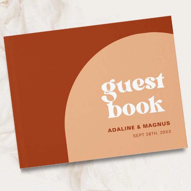 Simple chic peach terracotta arch wedding guest book (Creator Uploaded)