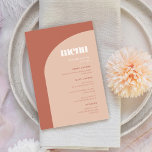 Simple chic peach terracotta arch wedding menu<br><div class="desc">Wedding menu. Minimalist yet striking: adopt this slightly retro elegant typographic design for your wedding stationery,  with a modern arch design and terracotta & burnt orange colors. Fully customizable text,  colors and backgrounds.</div>