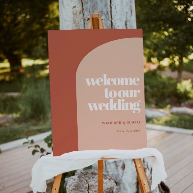 Simple Chic Peach Terracotta Arch Wedding Sign (Creator Uploaded)