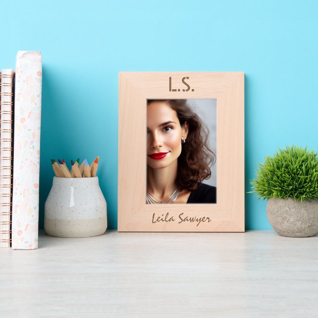 Simple Chic Personalized Monogram and Name Engraved Frames (Creator Uploaded)