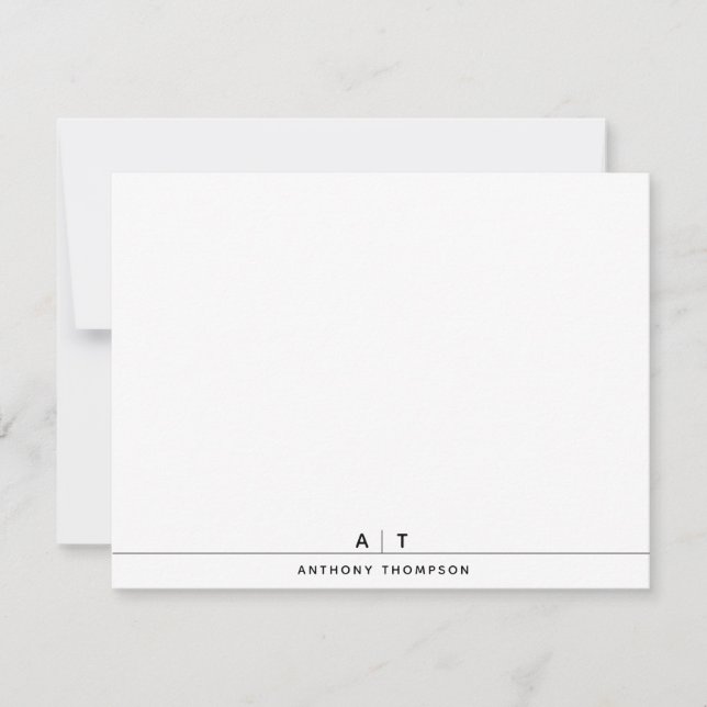 Simple Chic Personalized Monogram  Note Card (Front)