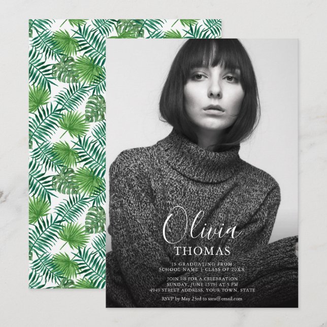 Simple Chic Photo Graduation Party Invite Card (Front/Back)