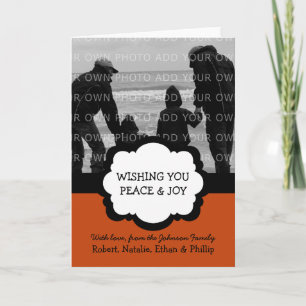 Simple Chic Photo Holiday Card, Orange Card