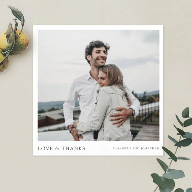 Simple Chic Photo Thank You Wedding Card Template | Zazzle