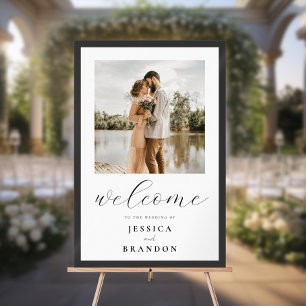 Simple Chic Photo Wedding Welcome Framed Sign