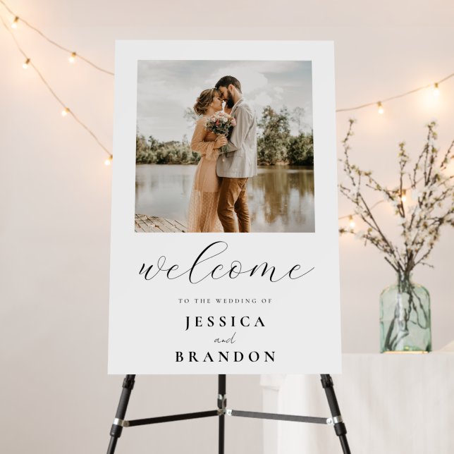 Simple Chic Photo Wedding Welcome Sign (In Situ (Stand))