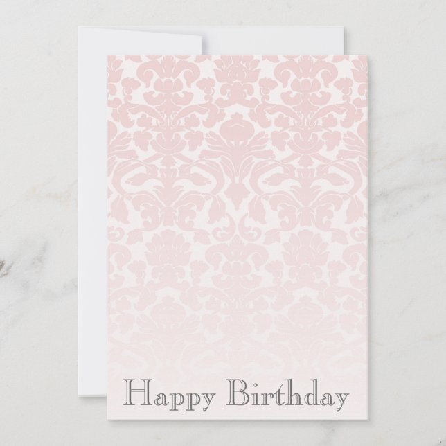Simple Chic Pink Damask Birthday Invitation (Front)
