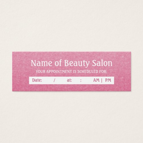 Simple Chic Pink Salon Appointment Reminder Business Card Template