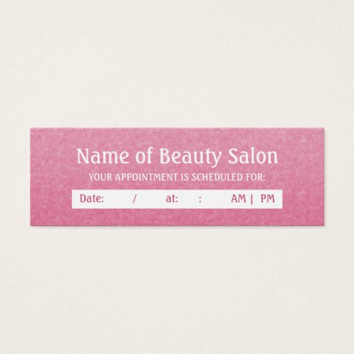 Customizable Simple Chic Pink Salon Appointment Reminder Business Card Template