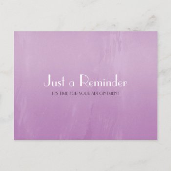 Simple Chic Purple Abstract Appointment Reminder Postcard by GirlyBusinessCards at Zazzle