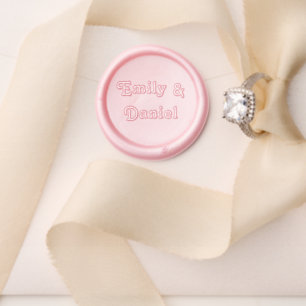 Simple Chic Retro Typography Pink Wedding Wax Seal Stamp