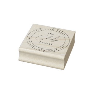 Simple Chic Round Return Address Rubber Stamp