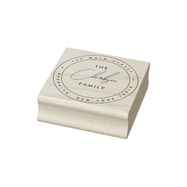 Simple Chic Round Return Address Rubber Stamp (Stamp)