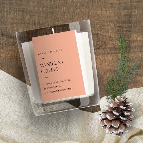 SIMPLE CHIC RUST PINK RED MINIMAL MODERN CANDLE FOOD LABEL