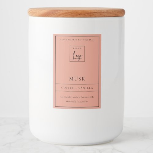 SIMPLE CHIC RUST PINK REDLOGO BORDER MODERN CANDLE FOOD LABEL