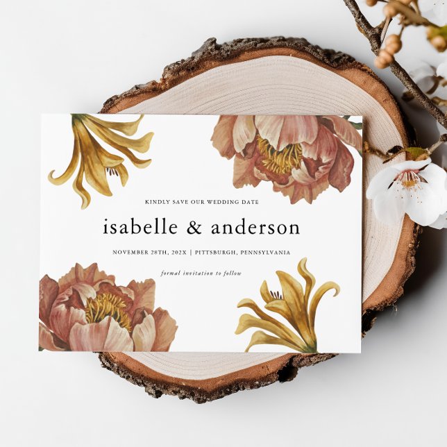 Simple Chic Rustic Floral Photo Wedding Save The Date (Creator Uploaded)