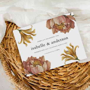 Simple Chic Rustic Floral Wedding Save the Date Postcard