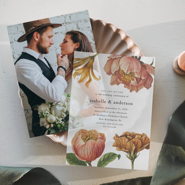 Simple Chic Rustic Floral Wedding Vellum Invitations (Creator Uploaded)