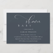 Simple Chic Script Black Navy Baby Shower  Invite (Front)