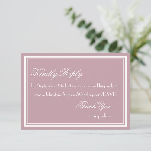 Simple chic script elegant wedding website RSVP Enclosure Card