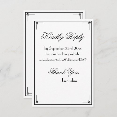  Simple chic script elegant wedding website RSVP  Enclosure Card