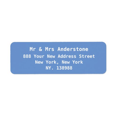 Simple chic script modern cool blue return address label