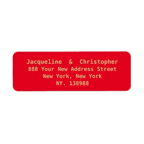 Simple Chic Script Red And Gold Return Address  Label