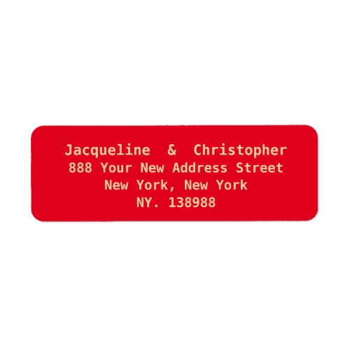 Simple Chic Script Red Gold Wedding Return Address Label