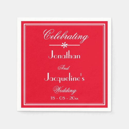 Simple Chic Script Romantic Red Wedding Paper      Napkins