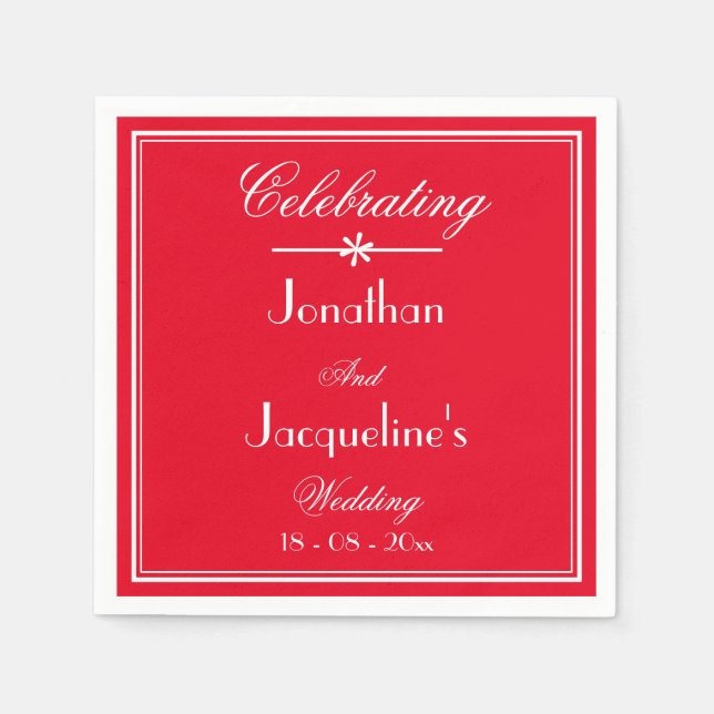 Simple Chic Script Romantic Red Wedding Paper      Napkins (Front)