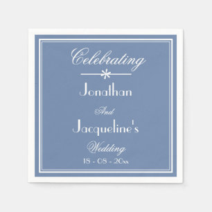 Simple Chic Script Rustic Dusty Blue Wedding Paper Napkins