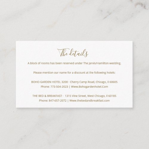 Simple Chic Script Wedding Details Enclosure Card