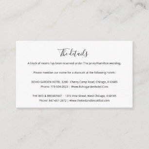 Simple Chic Script Wedding Details Enclosure Card