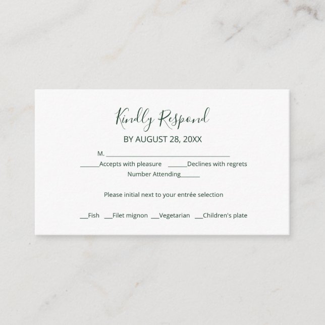 Simple Chic Script Wedding RSVP Enclosure Card (Front)