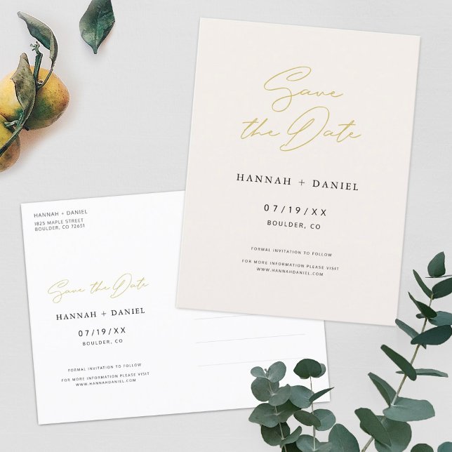 Simple Chic Script Wedding Save the Date Invitation Postcard (Creator Uploaded)