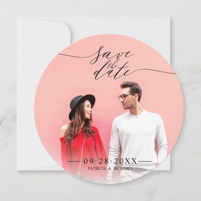 Simple Chic Script Wedding Save The Date Photo Invitation (Front)