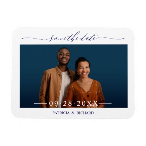 Simple Chic Script Wedding Save The Date Photo Magnet