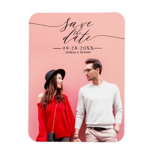 Simple Chic Script  Wedding Save The Date Photo Magnet