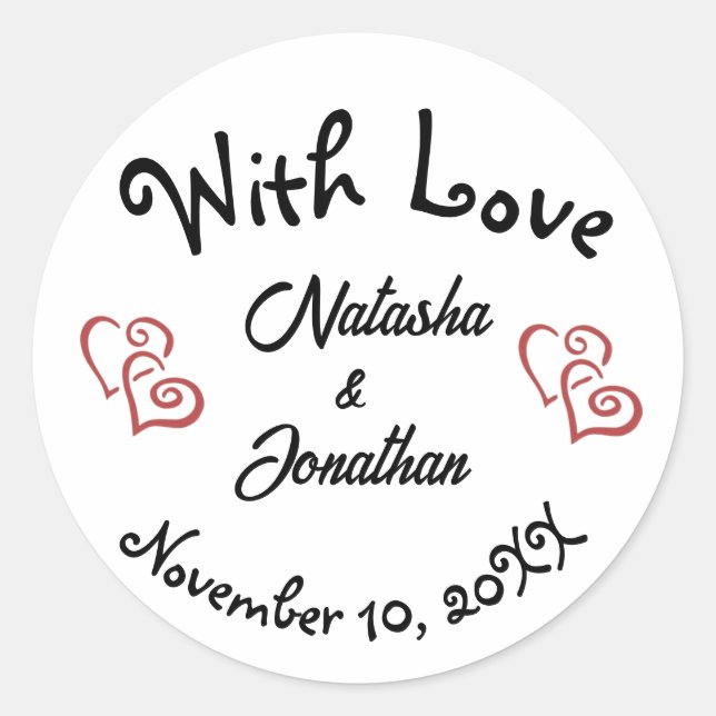 Simple Chic Script Wedding With Love Favor Label (Front)