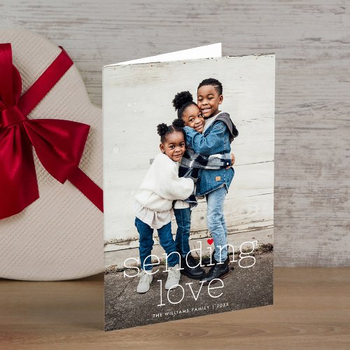 Simple Chic Sending Love Valentines Day Photo Holiday Card
