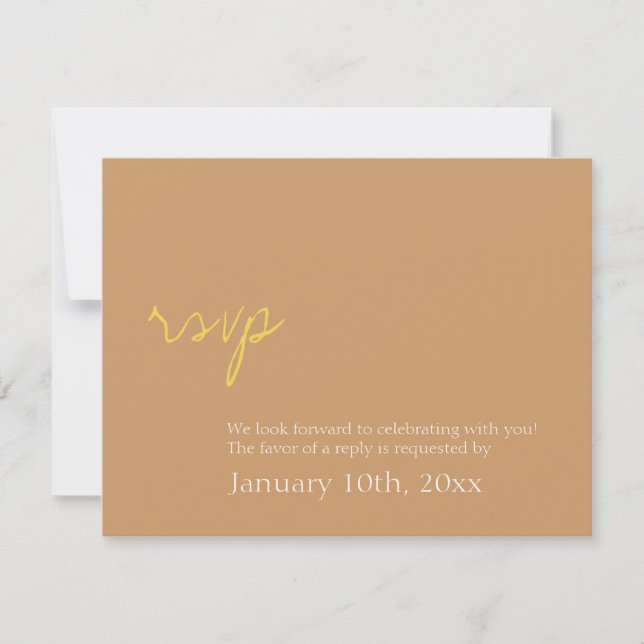 Simple chic shimmer bronze wedding rsvp response invitation (Front)