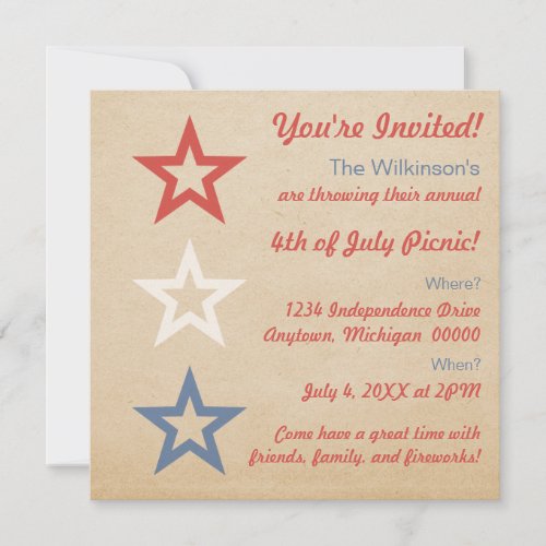 Simple Chic Stars 4th of July Invitation