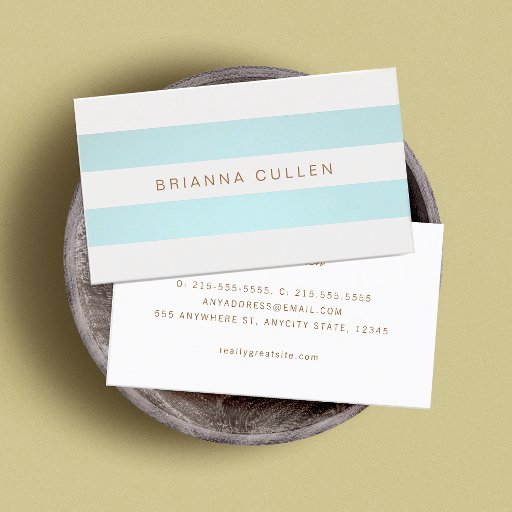 Customizable Simple Stylish Striped Turquoise Blue Elegant Business Card