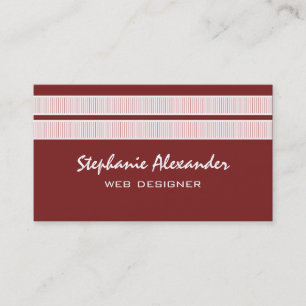 Simple Chic Stripes Business Card, Brick Red Card