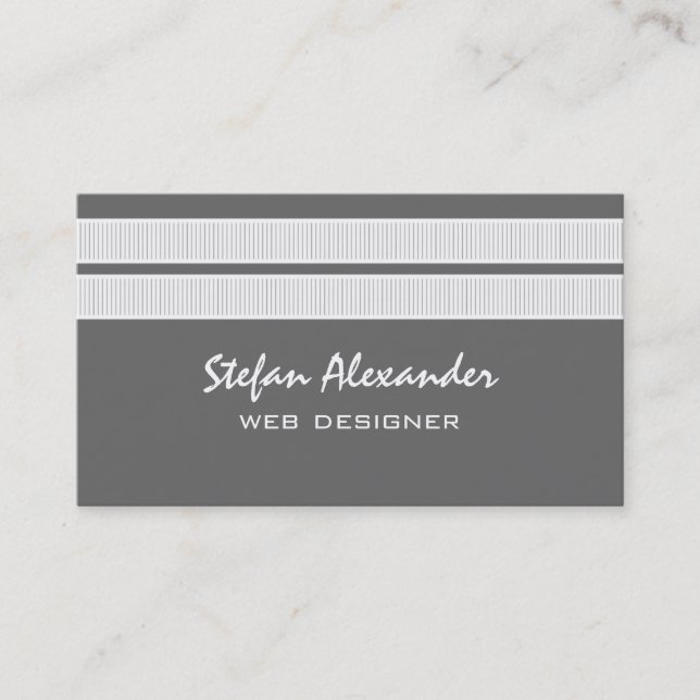 Simple Chic Stripes Business Card, Gray Card (Front)