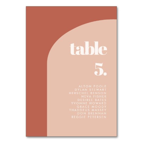 Simple chic terracotta arch seating chart cards