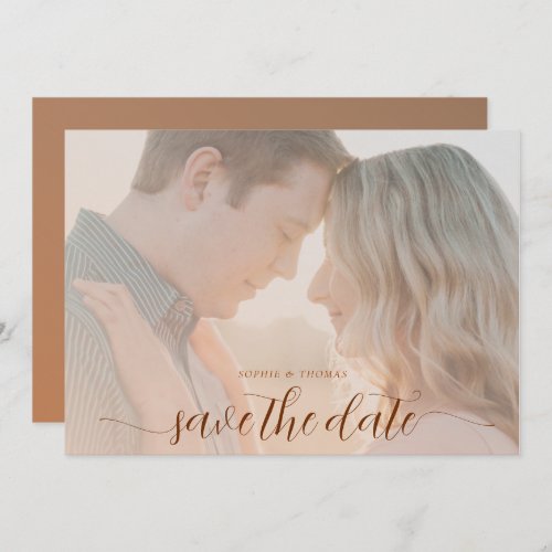 Simple Chic Terracotta Photo Wedding Save the Date Invitation