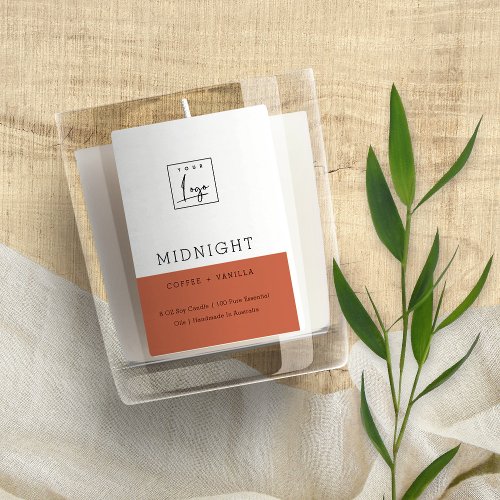 SIMPLE CHIC TERRACOTTA RUST RED WHITE LOGO CANDLE FOOD LABEL