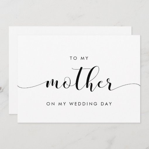 Simple chic To my mother on my wedding day card | Zazzle