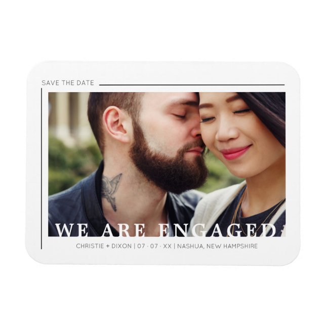 Simple Chic Trendy Typography Script Photo Couple Magnet (Horizontal)